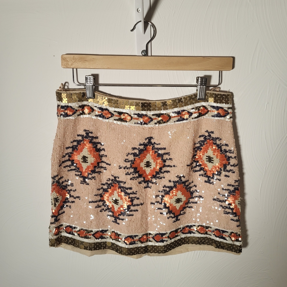 Embroidered Sequin Mini Skirt - Picture 3 of 5